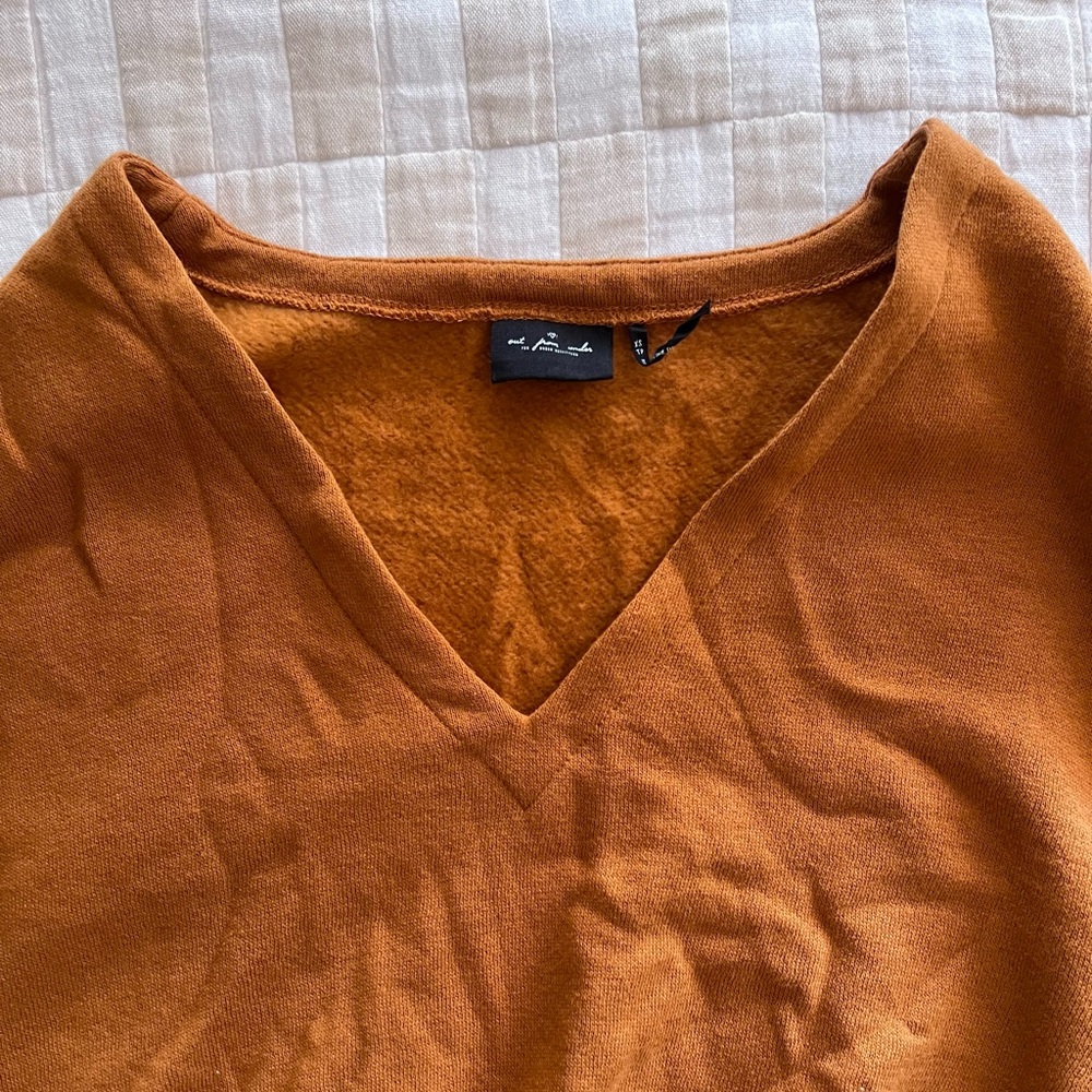 Cropped V-Neck Sweatshirt
